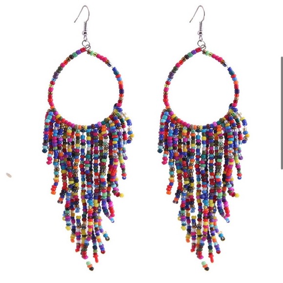 Boho Beaded Tassel Earrings Festival B0046 - Picture 6 of 8